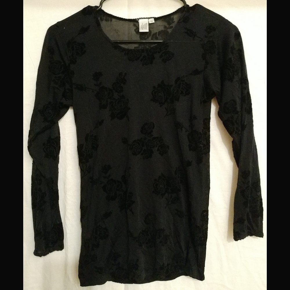 SemiSheer silk top with velvety roses